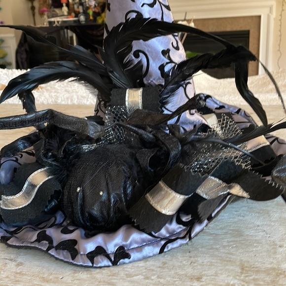 Spider Witch hat. Silver and blk. Large Halloween hat - Picture 4 of 7